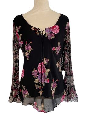 VTG 90s Temptation Deadstock Rayon Bell Sleeve Top NWT Medium